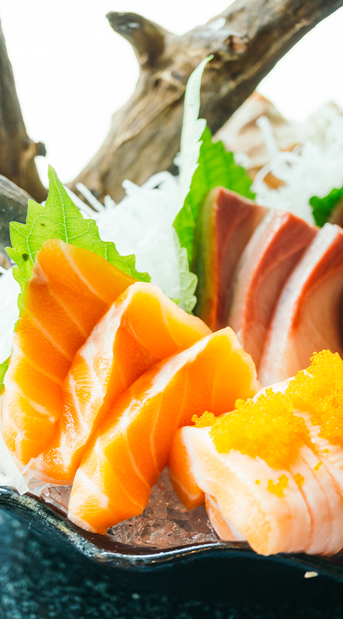 sashimi japonés de gambas